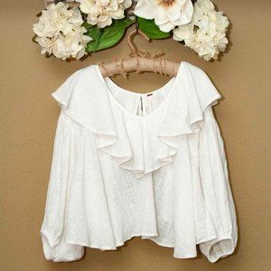 NWT Free People Zuri Ruffle Blouse in Ivory size M